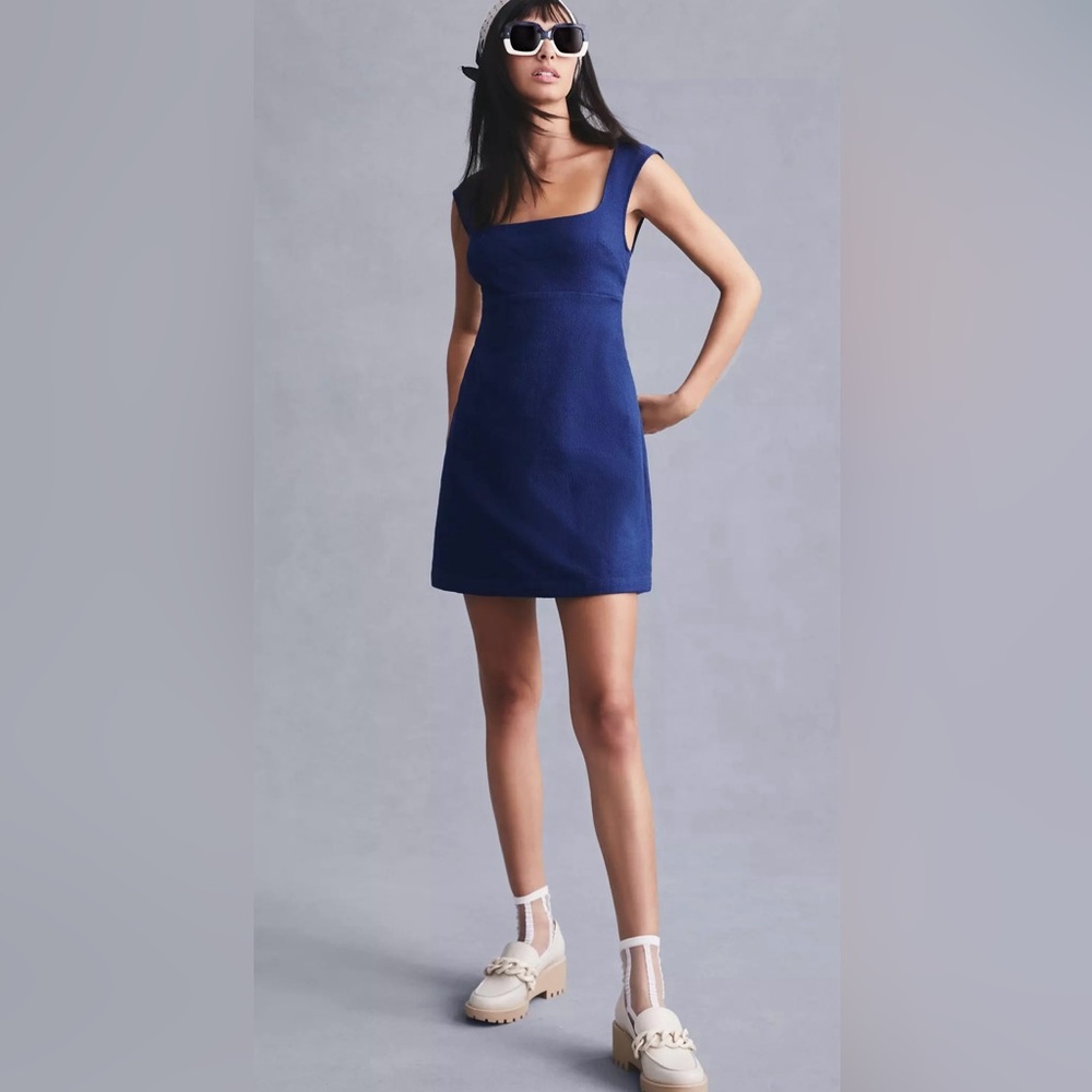 Maeve Mini Shift Dress in Blue